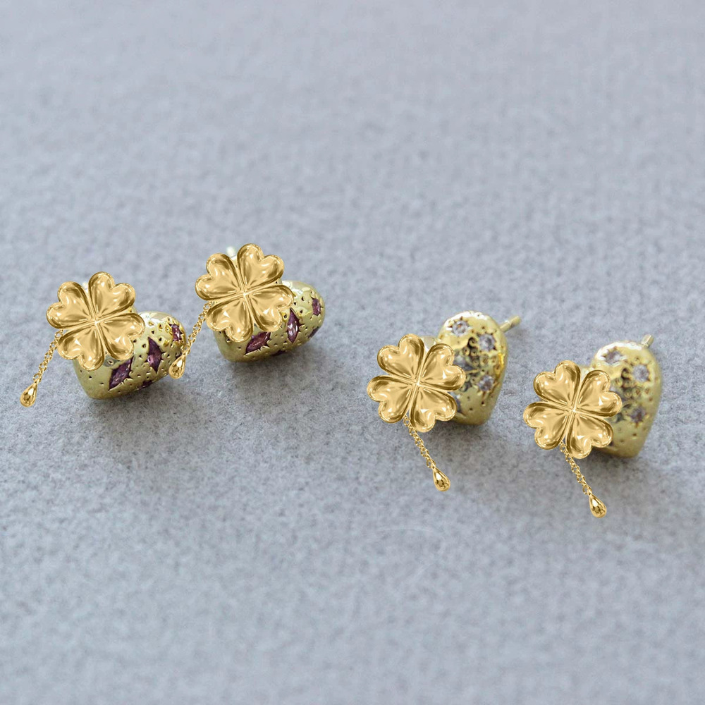 Kendra Scott Tiny Diamond Heart Stud Earrings Hollow 3D